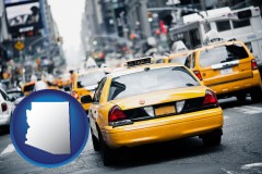 arizona map icon and New York City taxis