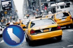 california map icon and New York City taxis