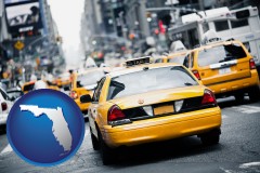 florida map icon and New York City taxis