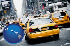 hawaii map icon and New York City taxis