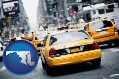 maryland map icon and New York City taxis