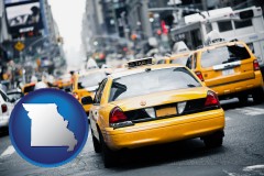 missouri map icon and New York City taxis