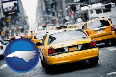 north-carolina map icon and New York City taxis