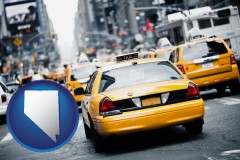 nevada map icon and New York City taxis