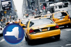 new-york map icon and New York City taxis