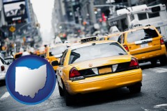 ohio map icon and New York City taxis