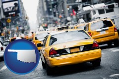 oklahoma map icon and New York City taxis