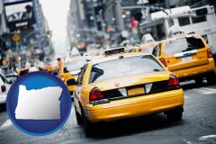 oregon map icon and New York City taxis