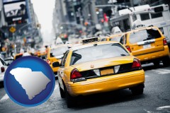 south-carolina map icon and New York City taxis