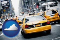 virginia map icon and New York City taxis