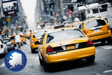 New York City taxis - with Alaska icon