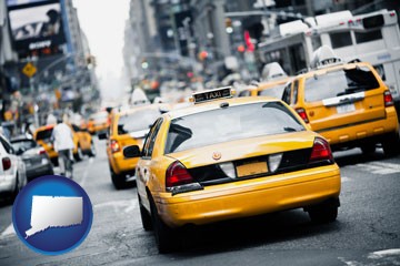 New York City taxis - with Connecticut icon