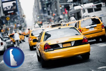 New York City taxis - with Delaware icon