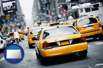 New York City taxis - with North Dakota icon