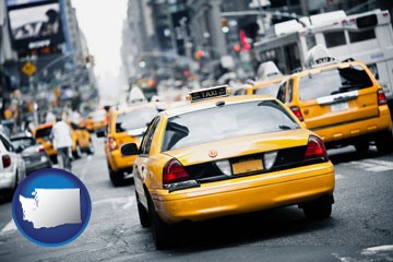 New York City taxis - with Washington icon