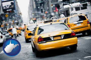 New York City taxis - with West Virginia icon