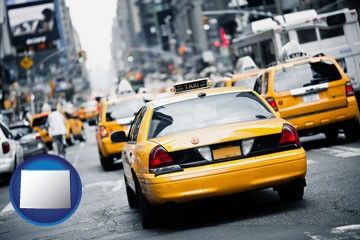 New York City taxis - with Wyoming icon